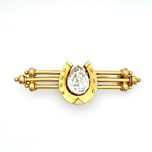 Victorian Sparkling Paste Lucky Horseshoe Brooch