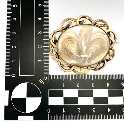 fig 1. Antique Victorian 9CT Gold Fleur de Lis Hair Mourning Brooch