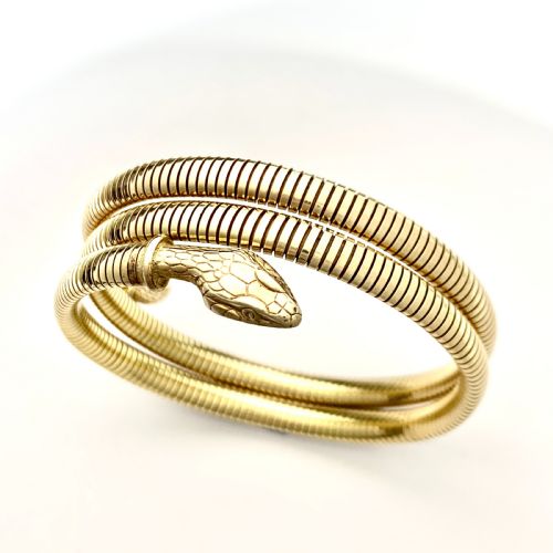 Vintage Rolled Gold Triple Coiled Snake Bracelet