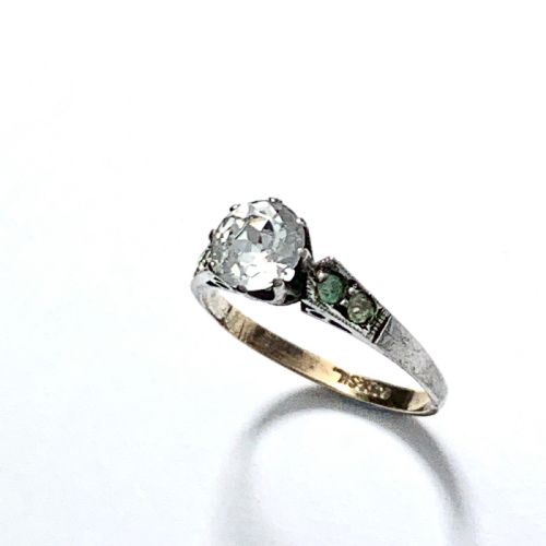 fig 1. Antique 9CT Gold and Silver Paste Diamond Ring
