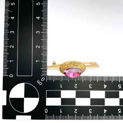 fig 1. Victorian 15CT Gold Large Tourmaline Cabochon Brooch
