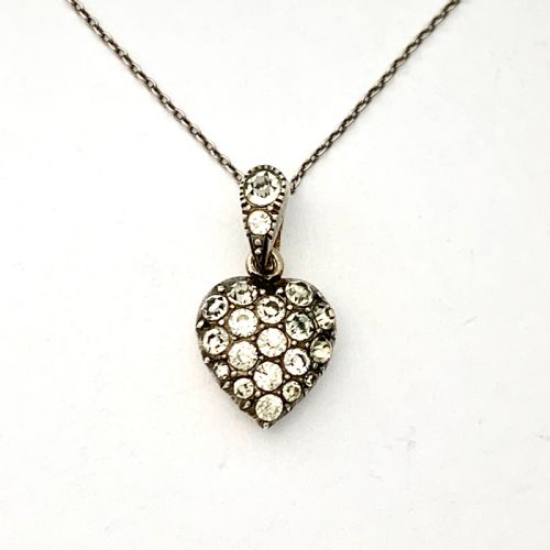 Antique Silver Paste Heart Pendant Necklace
