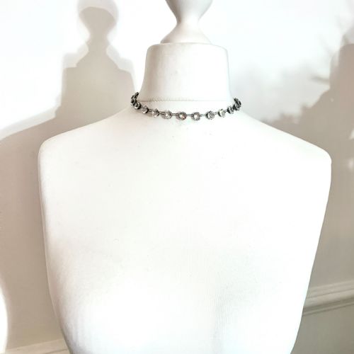 fig 1. Art Deco Crystal Silver Riviere Choker Necklace