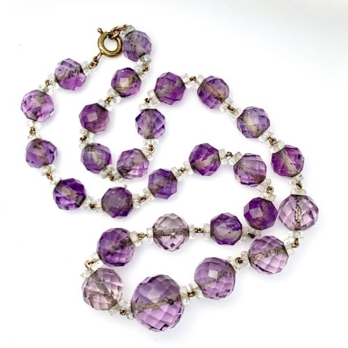 Edwardian/art Deco Natural Amethyst Bead Choker Necklace