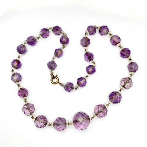 fig 1. Edwardian/Art Deco Natural Amethyst Bead Choker Necklace