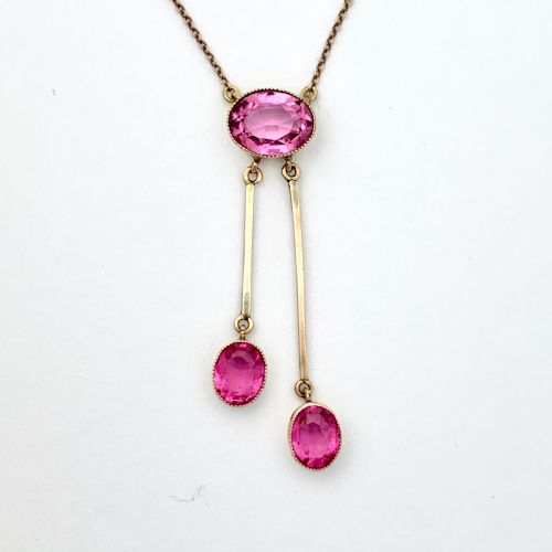 fig 1. Edwardian Rose Gold Pink Stone Negligee Necklace