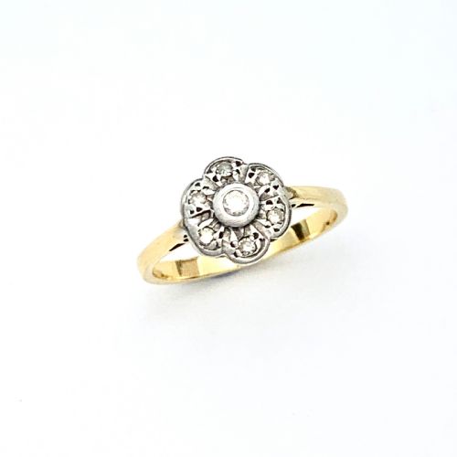 18ct Gold Art Deco Diamond Daisy Cluster Ring
