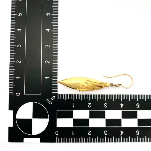 fig 1. 15CT Gold Victorian Etruscan Revival Torpedo Earrings