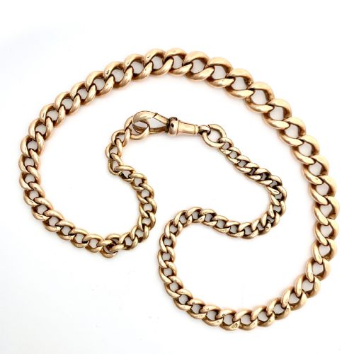 Victorian 9ct Rose Gold Graduated Curb Chain Necklace with Dog Clip