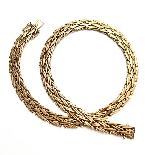 Vintage 9ct Gold Woven Herringbone Collar Necklace