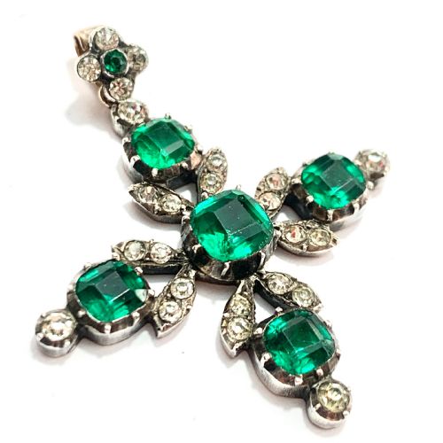 Georgian Gold and Silver Paste Maltese Cross Pendant