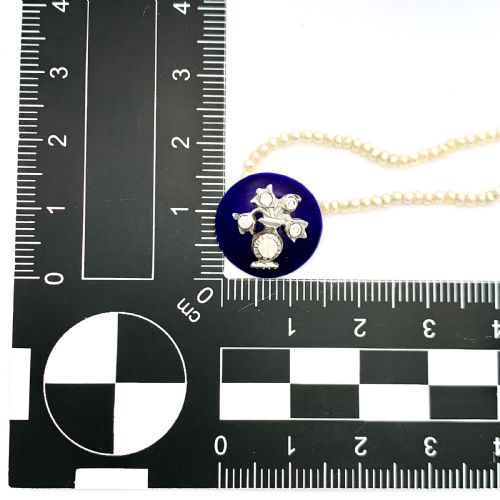 fig 1. RESERVED for K • Georgian Blue Enamel Paste Seed Pearl Necklace