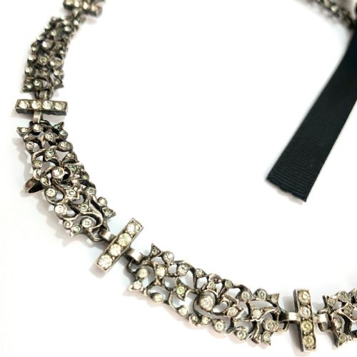 fig 1. 19th Century French Paste Normandy Yvetot Silver Necklace