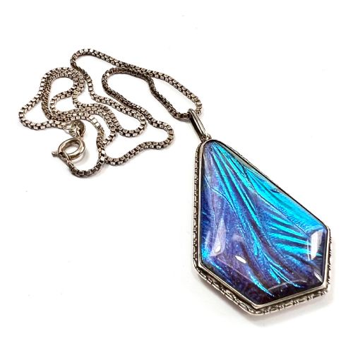Large Vintage Silver Art Deco Butterfly Wing Pendant
