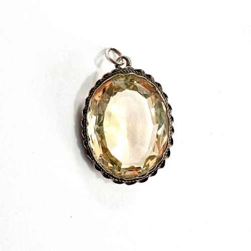 Edwardian Citrine Silver Rope Twist Pendant