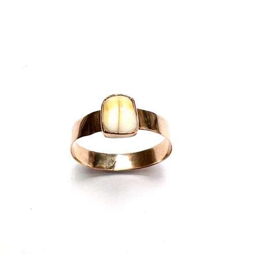 Antique Dutch 14ct Rose Gold Baby Tooth Ring