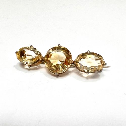 fig 1. Victorian Three Stone Citrine Gilt Brooch 