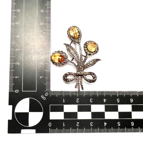 fig 1. Art Deco Silver Citrine Marcasite Bouquet Brooch