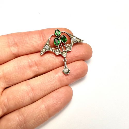 fig 1. Art Nouveau Jugendstil Emerald Paste Brooch