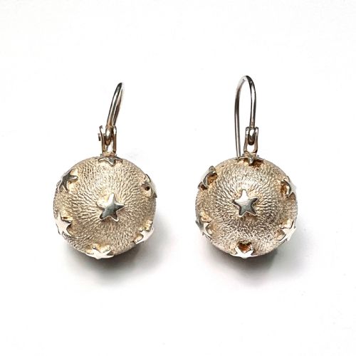 Victorian Silver Star Sphere Earrings