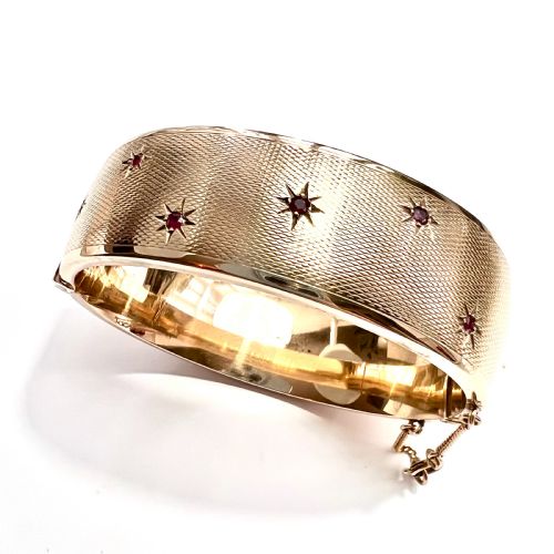 Vintage 1961 Ruby Star Gold Bangle by Cropp & Farr