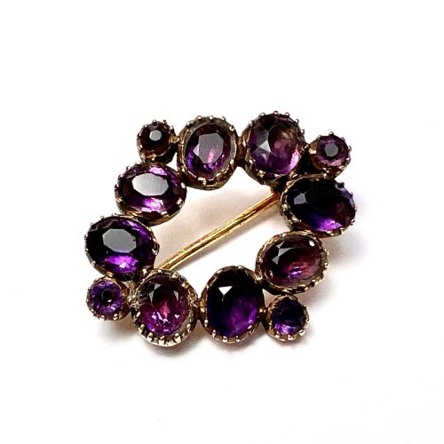 Georgian 9ct Gold Amethyst Brooch