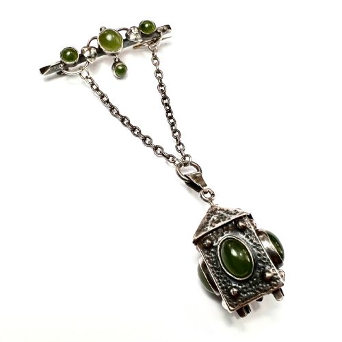 Arts and Crafts Art Nouveau Silver Lantern Charm Brooch