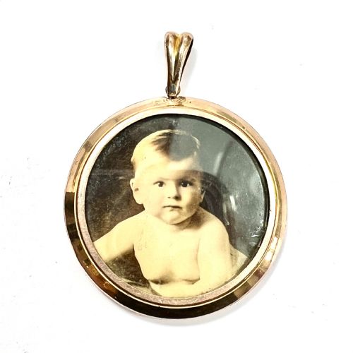 Edwardian Rolled Rose Gold Photo Locket Pendant
