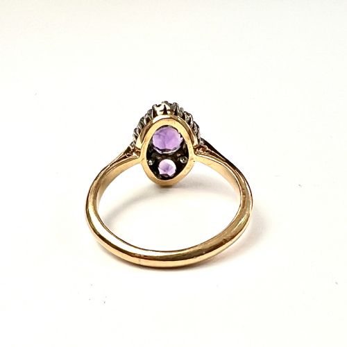 fig 1. Antique Diamond Amethyst 18CT Gold Marquise Ring