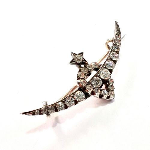 fig 1. Victorian Paste Crescent Star Heart Brooch