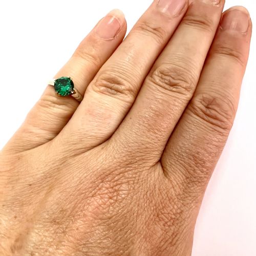 fig 2. Art Deco 9CT Gold Emerald Paste Solitaire Ring
