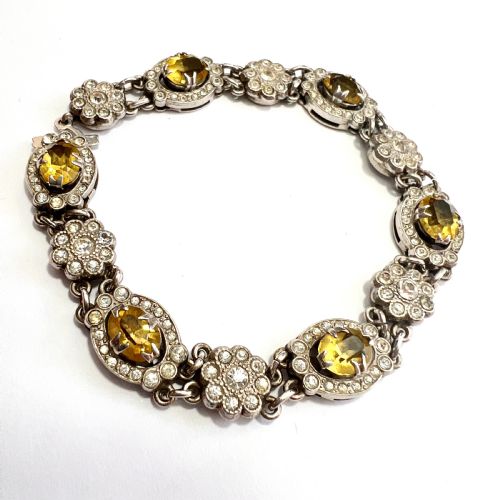 Art Deco Silver Paste Citrine Cocktail Bracelet