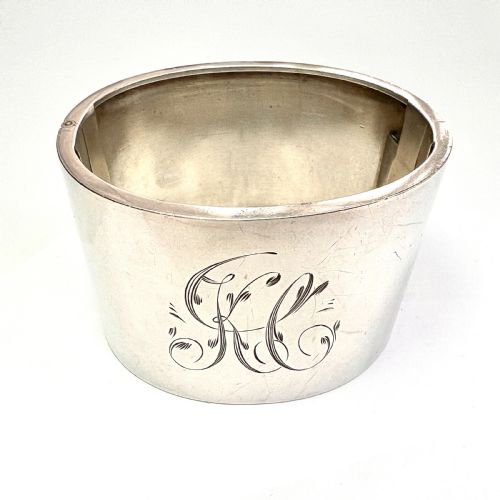 Victorian Wide Sterling Silver Hinged Cuff Bangle