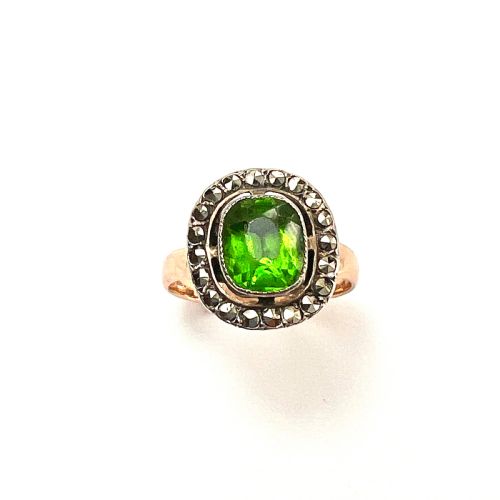 fig 1. Art Deco 9CT Gold and Silver Paste Marcasite Halo Ring