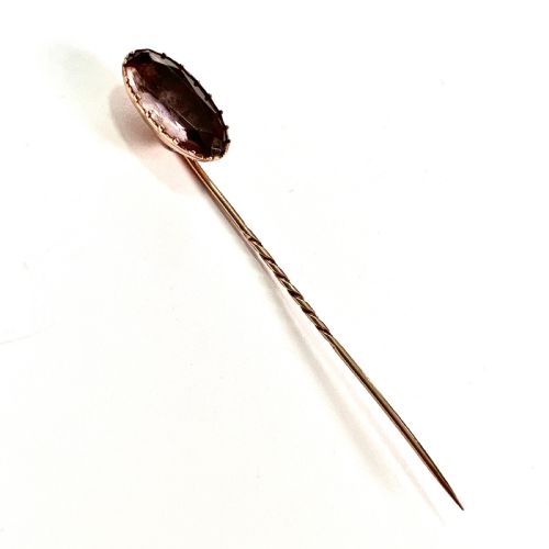 Georgian 9ct Rose Gold Purple Paste Stick Pin