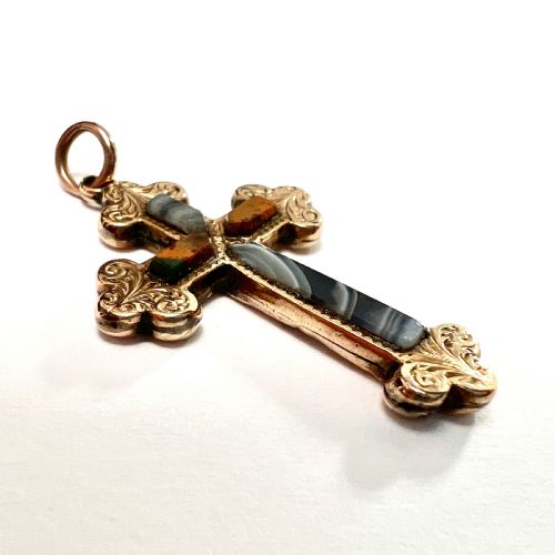 fig 2. Scottish Victorian 9CT Gold Agate Cross Pendant