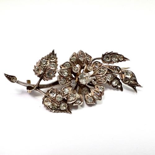 fig 2. Victorian Silver Paste Flower Spray Brooch