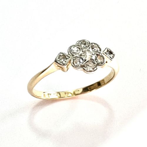 fig 1. Art Deco 18CT Gold Platinum Diamond Flower Cluster Ring