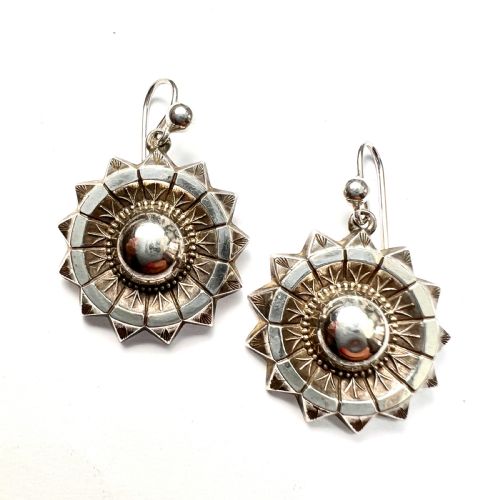Victorian Silver Sunburst Earrings