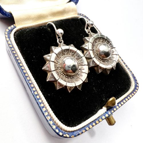 fig 2. Victorian Silver Sunburst Earrings