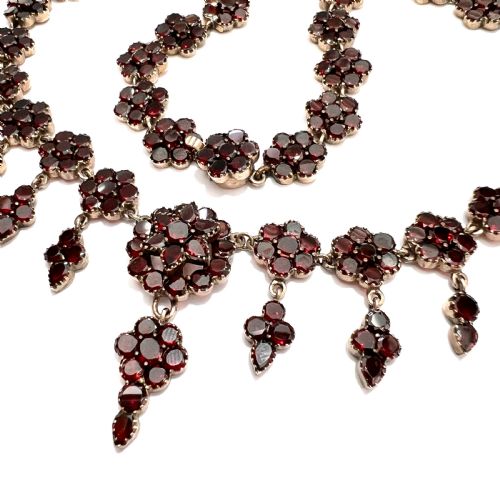 fig 1. 19th Century French Garnet Flower Cluster Necklace