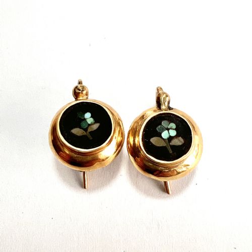 fig 2. Victorian 9CT Gold Turquoise Pietra Dura Earrings