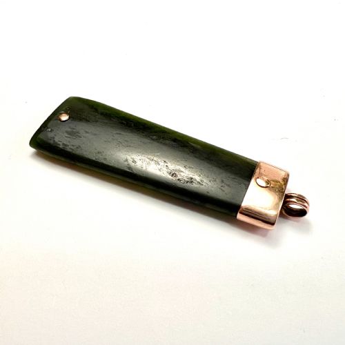 Large Victorian 9ct Rose Gold New Zealand Jade Pendant