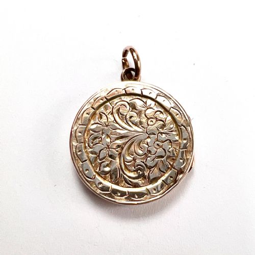 Small Antique 9ct Gold Round Locket Pendant • Victorian Edwardian