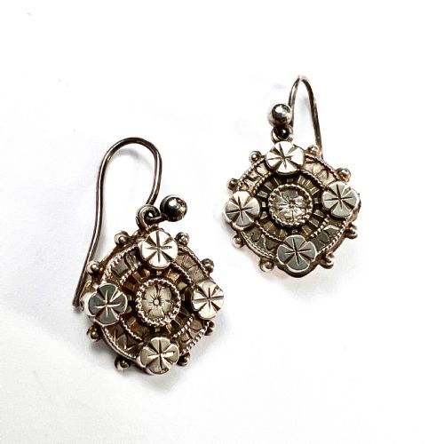 fig 2. Victorian 1880 Aesthetic Era Silver Earrings and Brooch