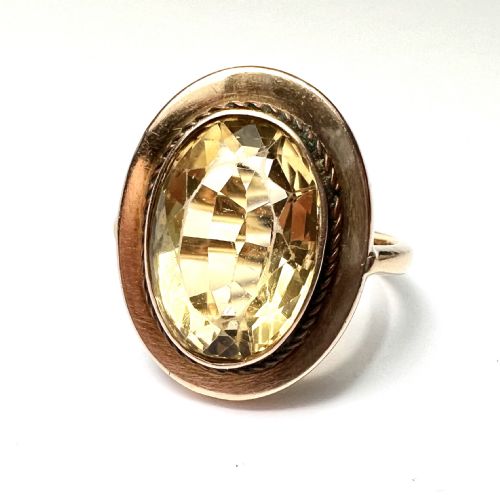 Large Victorian 15ct Rose Gold Citrine Cocktail Ring