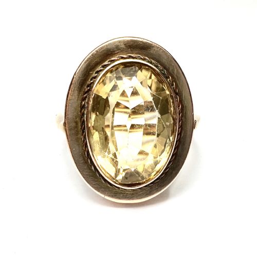 fig 1. Large Victorian 15CT Rose Gold Citrine Cocktail Ring