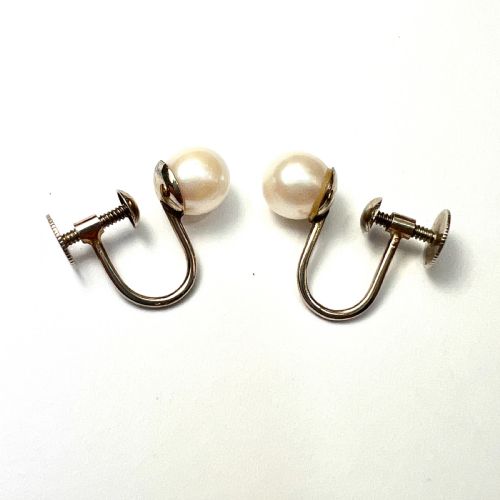 Vintage 9ct White Gold Pearl Screwback Earrings