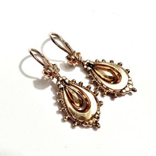 fig 1. Victorian Etruscan Revival 9CT Gold Drop Earrings