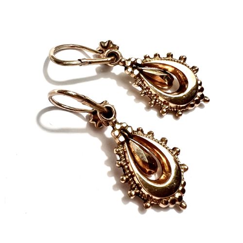 fig 2. Victorian Etruscan Revival 9CT Gold Drop Earrings